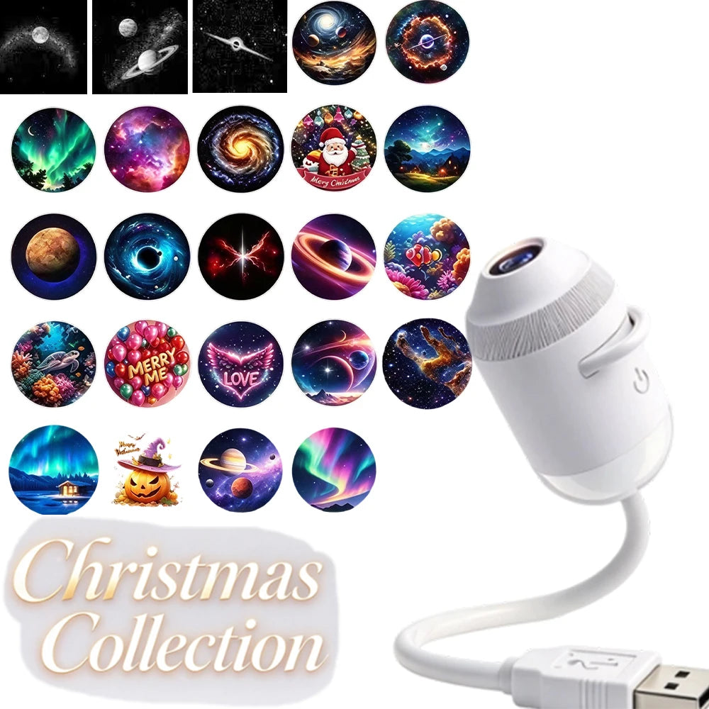 2‑in‑1 Rotatable Galaxy Starry Sky Sunset Projector Lamp Wiring‑Free Portable Car Home Atmosphere Light  Adults Gift