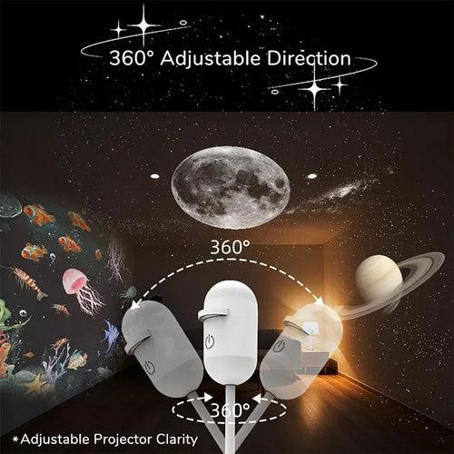 2‑in‑1 Rotatable Galaxy Starry Sky Sunset Projector Lamp Wiring‑Free Portable Car Home Atmosphere Light  Adults Gift