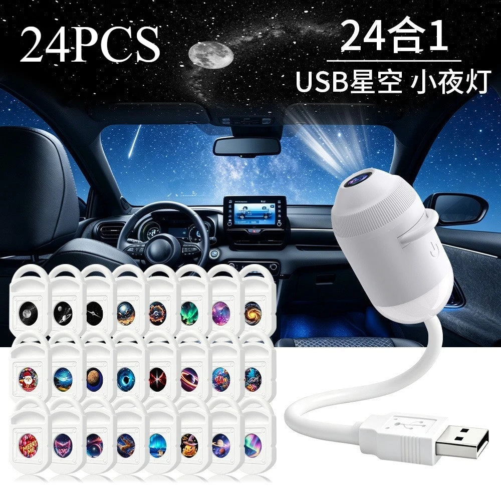 2‑in‑1 Rotatable Galaxy Starry Sky Sunset Projector Lamp Wiring‑Free Portable Car Home Atmosphere Light  Adults Gift