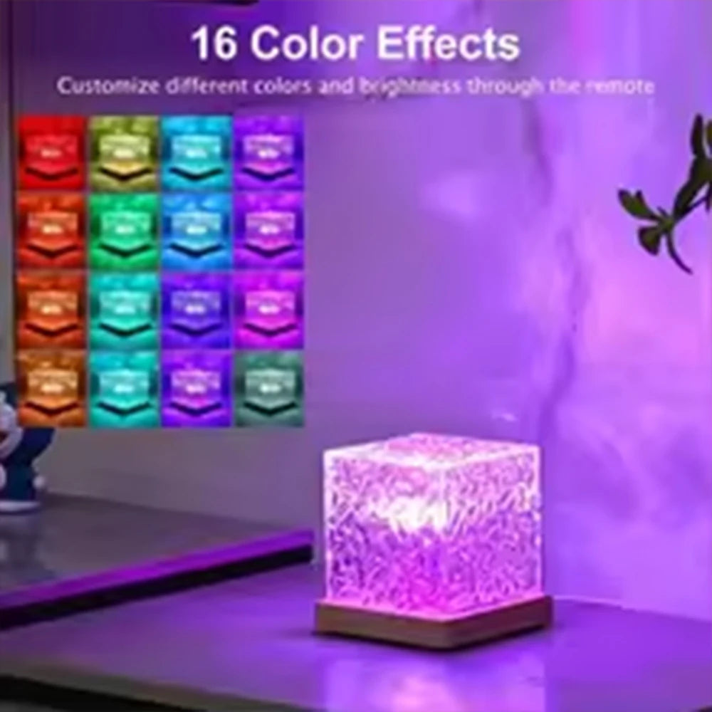 HOMEFISH RGB 16 Colors Aurora Ocean Wave Projector Night Light, Remote Control Rechargeable Table Lamp for Bedroom Decor